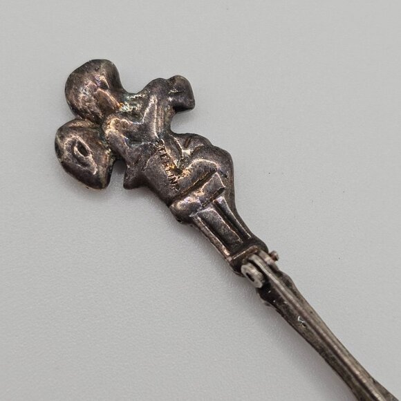 Vtg Silverplate Souvenir Collector Spoon 2.75" Cherub Angel Handle Rustic Brooch - Picture 9 of 12